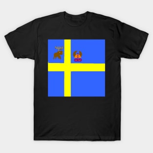 Sporty Swedish Design on Black Background T-Shirt